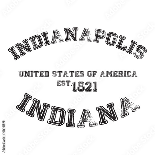 vintage college varsity indiana indianapolis city slogan emblem print with grunge effect for graphic tee t shirt or sweatshirt - vector photo