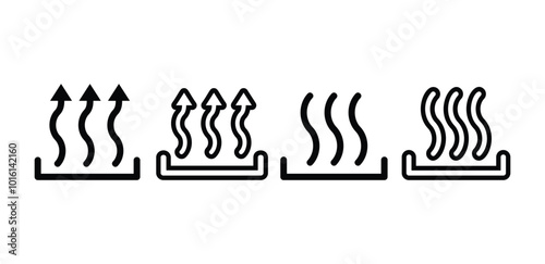 set of heat with three arrow up icon symbol sign vector design black white color simple flat illustration collection isolated