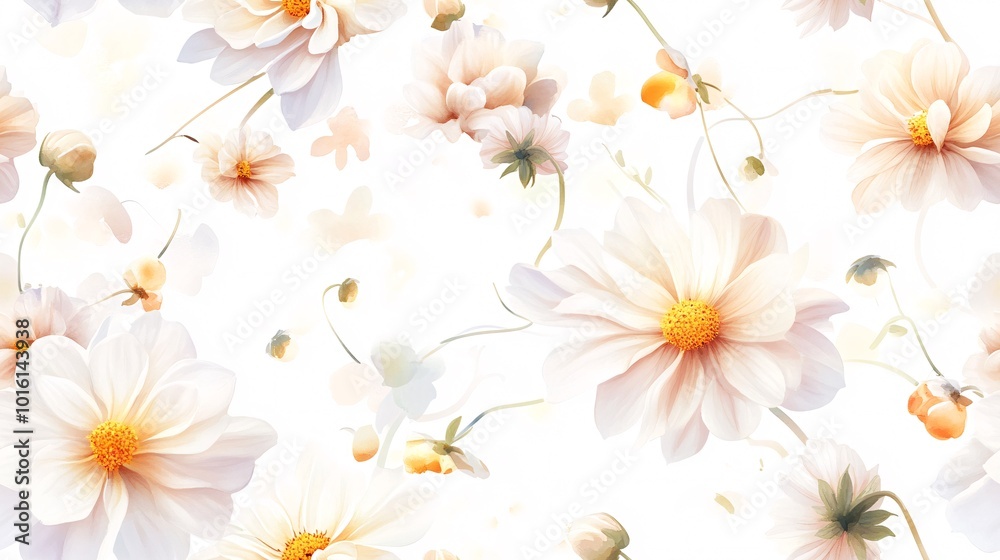 Soft Watercolor Dahlias with Minimal Details Soft Watercolor Dahlias with Minimal Details