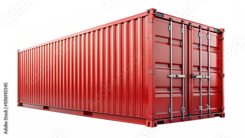 Mock up 40ft container color red isolated photo