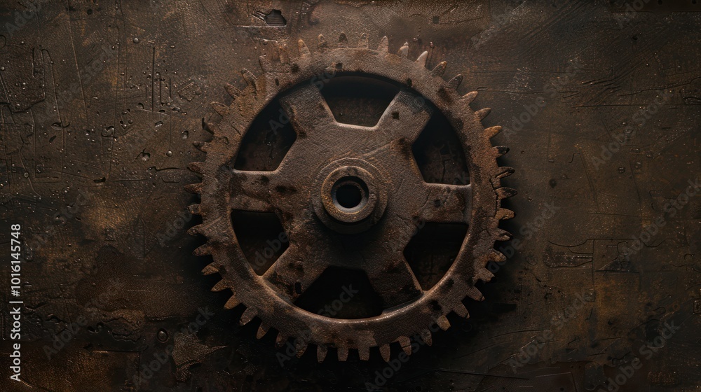 Rusty Cogwheel on a Dark Metal Surface Rusty Cogwheel on a Dark Metal Surface