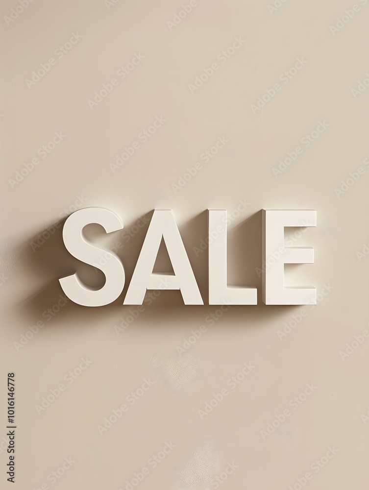 White 'SALE' Sign on a Beige Background White 'SALE' Sign on a Beige Background