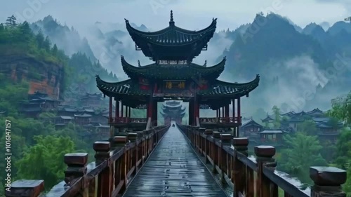 China – Chengyang Wind and Rain Bridge (Sanjiang)HD Video Clip 4K 