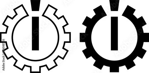 Vector symbol of the power button icon with a gear on a white background