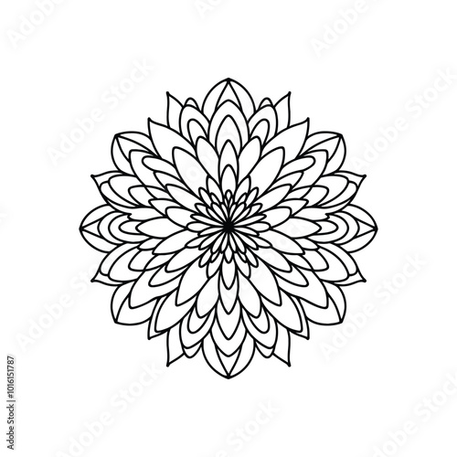 Intricate Chrysanthemum Mandala Design Perfect for Adult Coloring Books and Relaxation
