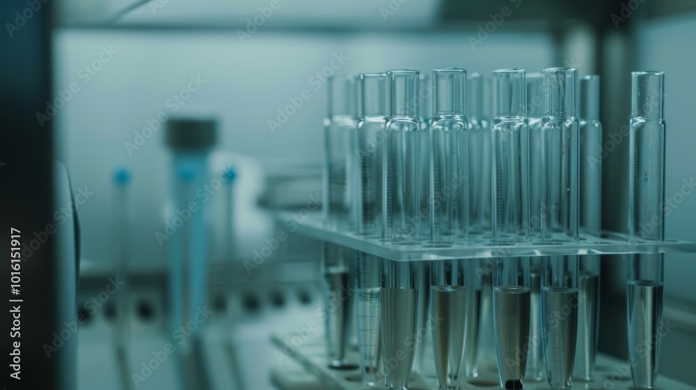 Rows of pristine glass test tubes in a lab create a visual harmony of precision and potential scientific breakthroughs. Rows of pristine glass test tubes in a lab create a visual harmony of precision and potential scientific breakthroughs.
