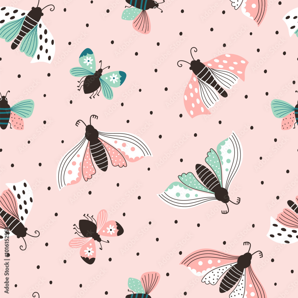 Cute seamless pattern with butterflies Cute seamless pattern with butterflies