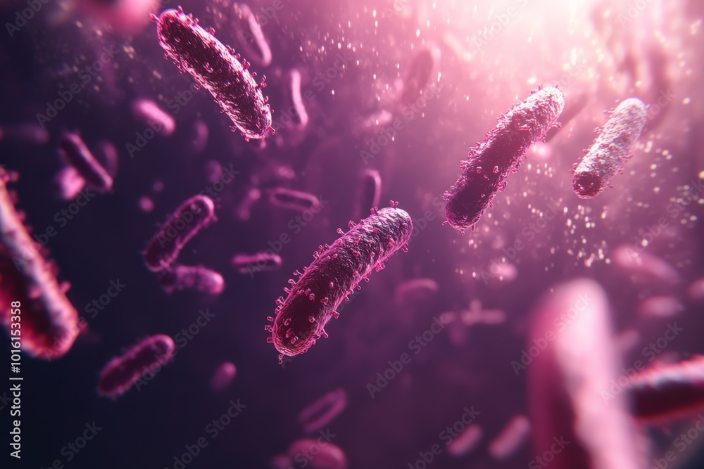This striking image captures a vibrant microscopic scene filled with pink bacteria, highlighting their unique forms and dynamic arrangement in a captivating visual display. This striking image captures a vibrant microscopic scene filled with pink bacteria, highlighting their unique forms and dynamic arrangement in a captivating visual display.