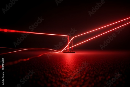 Vivid Red Electricity Visual Isolated on Transparent Canvas for Design Use photo