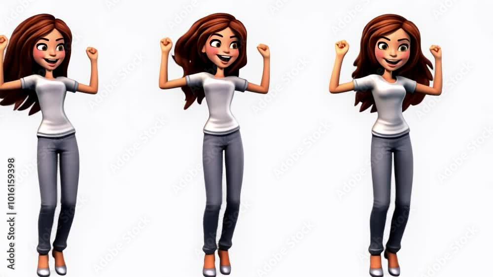 Joyful Moves: A Female Cartoon Character Dancing Joyful Moves: A Female Cartoon Character Dancing