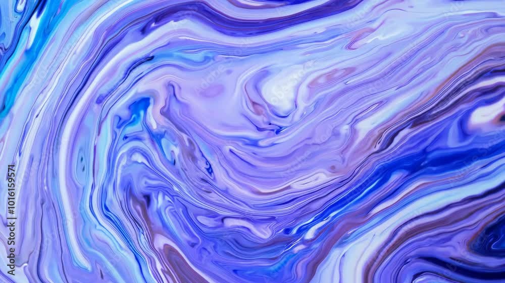 A close-up of swirling, fluid marble textures in vibrant blue and purple colors. Mixing paints. Abstract pattern, backdrop, background, wallpaper. A close-up of swirling, fluid marble textures in vibrant blue and purple colors. Mixing paints. Abstract pattern, backdrop, background, wallpaper.