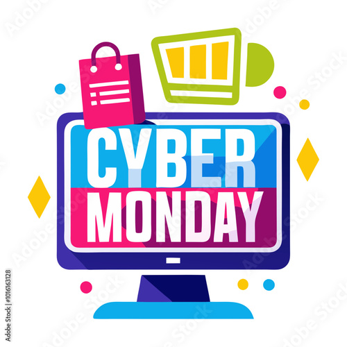 Cyber Monday Sale:  Shopping Spree on a Computer Screen 