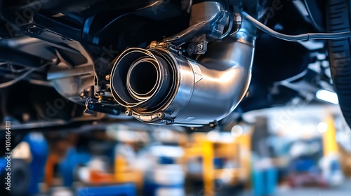 Close-up of a car catalytic converter details