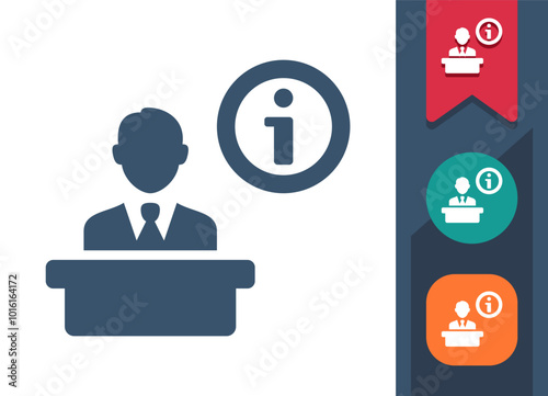 Info Desk, Check-in Counter, Checkin Icon
