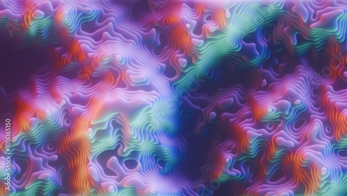 Topographic Layers with Neon Colors, wavy shapes