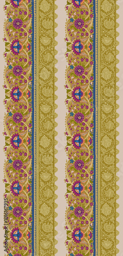 Textile Design and Digital Motif and Borders 