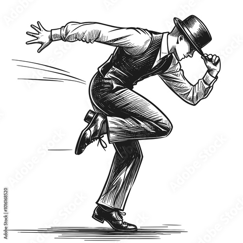 A hand-drawn sketch of a tap dance