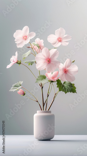 Delicate Pink Flowers in a White Vase