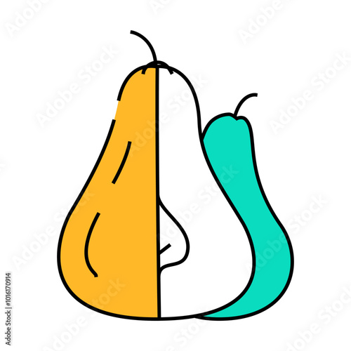 pear two cut line icon vector. pear two cut sign. isolated symbol illustration