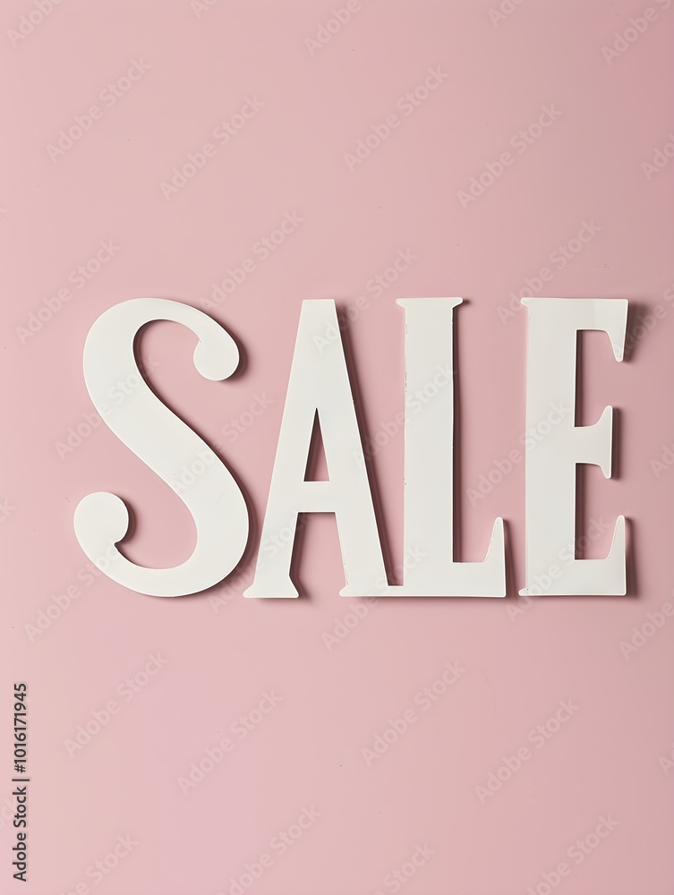 White 'SALE' Sign on a Light Pink Background White 'SALE' Sign on a Light Pink Background