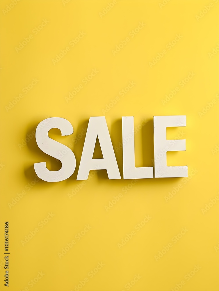 White 'SALE' Sign on a Light Yellow Background White 'SALE' Sign on a Light Yellow Background