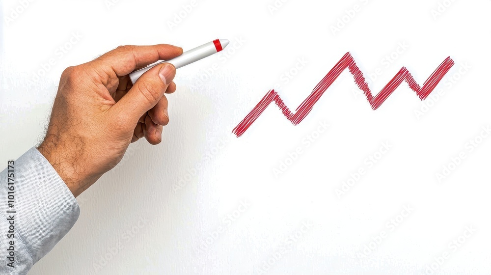 A consultant's hand holding a pointer stick, highlighting key points on a projection screen during a presentation A consultant's hand holding a pointer stick, highlighting key points on a projection screen during a presentation