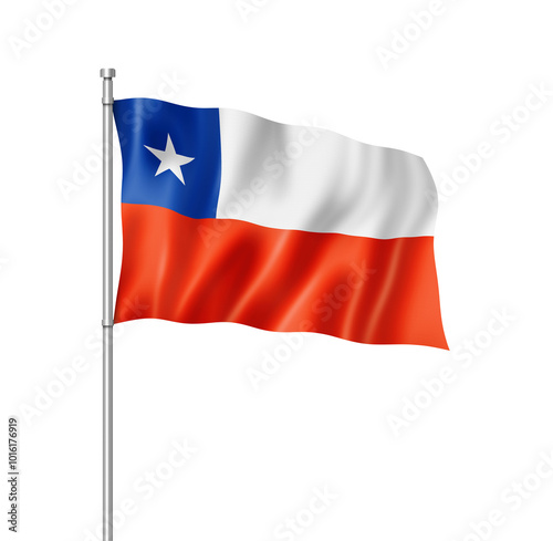 Chilean flag isolated on white photo