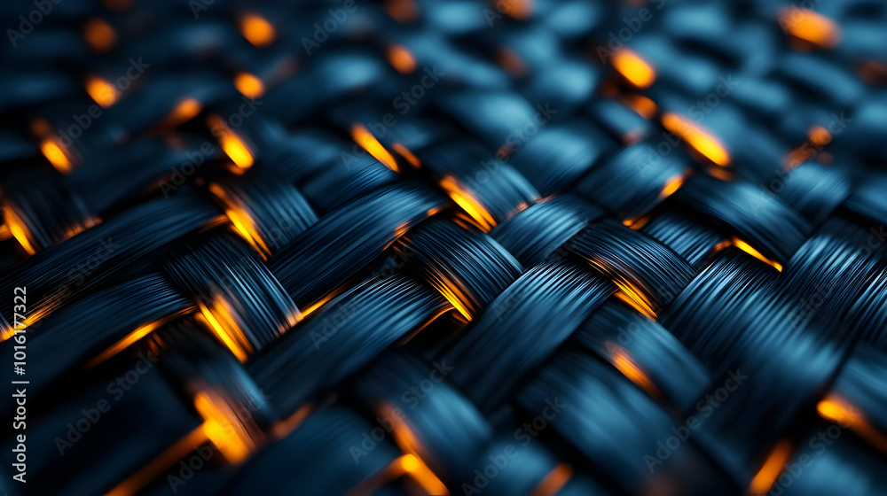 Abstract 3D Illustration of a Woven Pattern with Orange Glows Abstract 3D Illustration of a Woven Pattern with Orange Glows