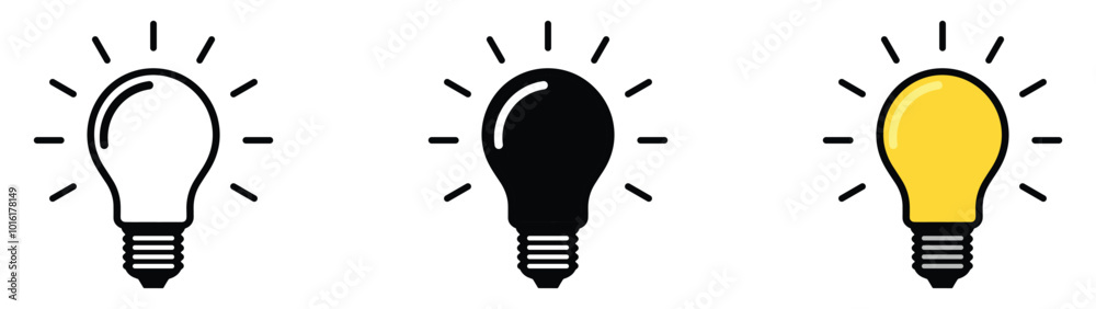 Light bulb icon set. Idea icon. Lamp concept. Light bulb, isolated in modern outline, flat, and colored design. Vector illustration Light bulb icon set. Idea icon. Lamp concept. Light bulb, isolated in modern outline, flat, and colored design. Vector illustration