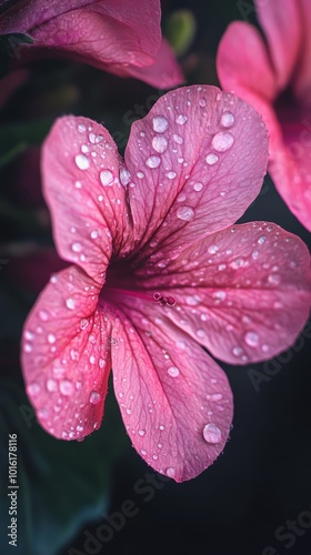 Close Up Dew Drops Pink Flower Petal Macro Photography