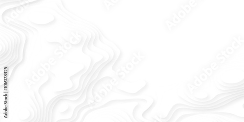 Background with lines Modern white carve wave line abstract luxury 3d papercut background.  minimal topography map light element shadow landscape