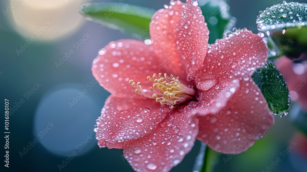 Pink Flower Covered in Morning Dew Drops Close Up Macro Photography Pink Flower Covered in Morning Dew Drops Close Up Macro Photography