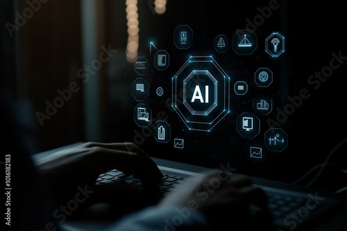 An AI-powered intelligent system with the letters 