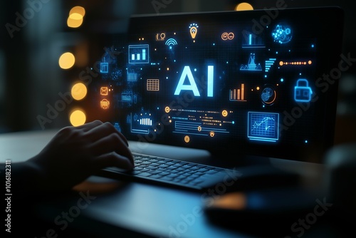 An AI-powered intelligent system with the letters 