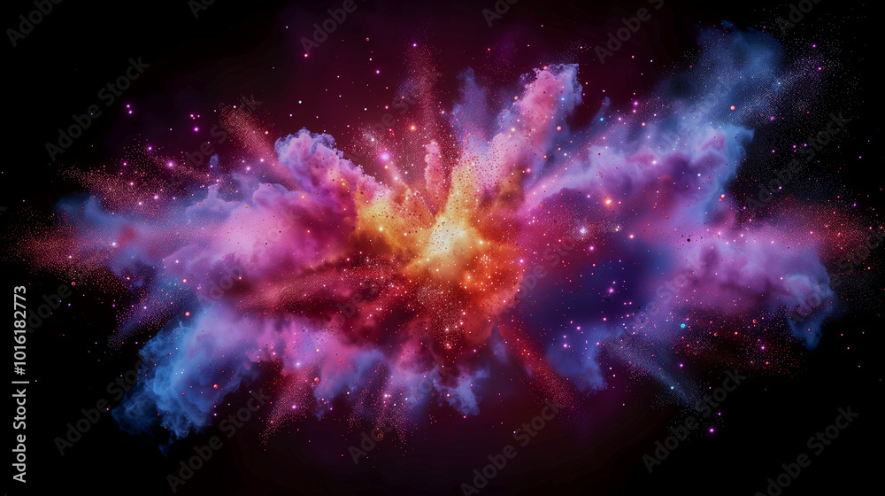 Explosive Nebula Cloud with Vibrant Cosmic Colors.. Explosive Nebula Cloud with Vibrant Cosmic Colors..