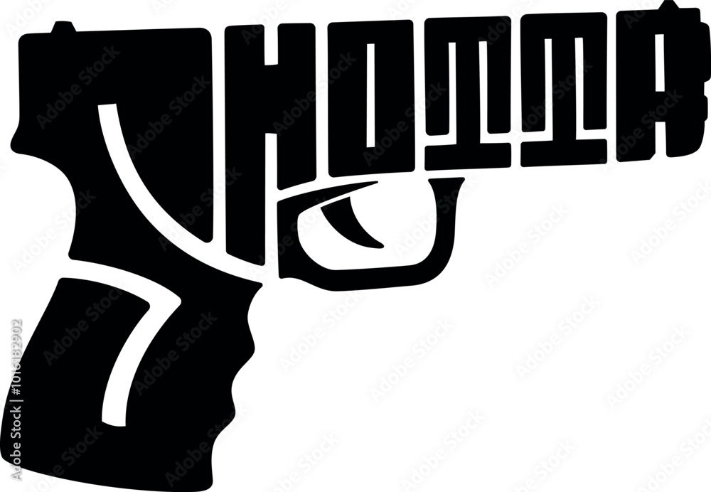 Calligram of word shotta in a gun Calligram of word shotta in a gun