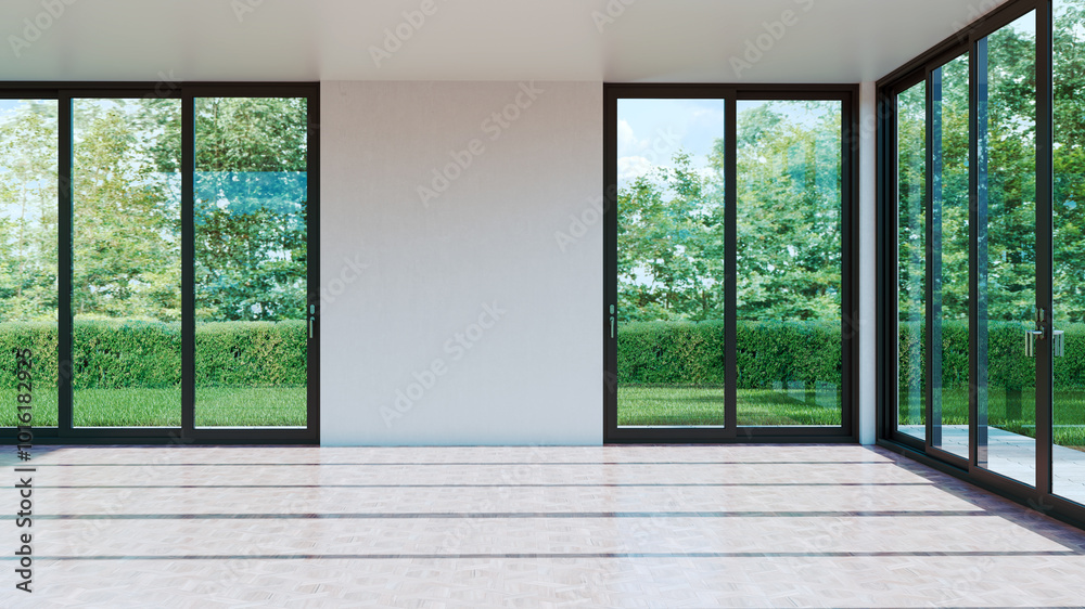 Fototapeta premium Large luxury modern bright interiors Living room mockup illustration 3D rendering image