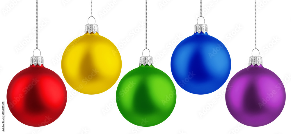 Christmas Ball, colourful bauble, isolated on white background, full depth of field