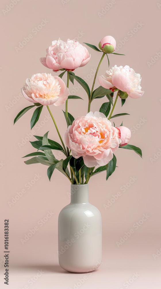Fototapeta premium Pink Peonies in a White Vase 
