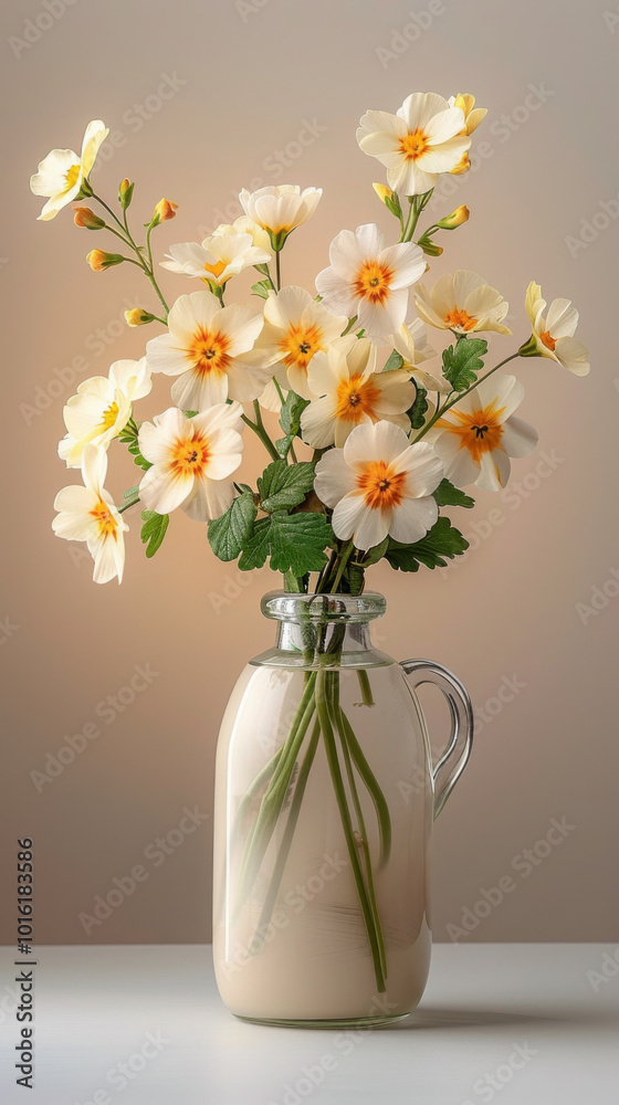 Obraz premium Creamy White Flowers in a Glass Vase