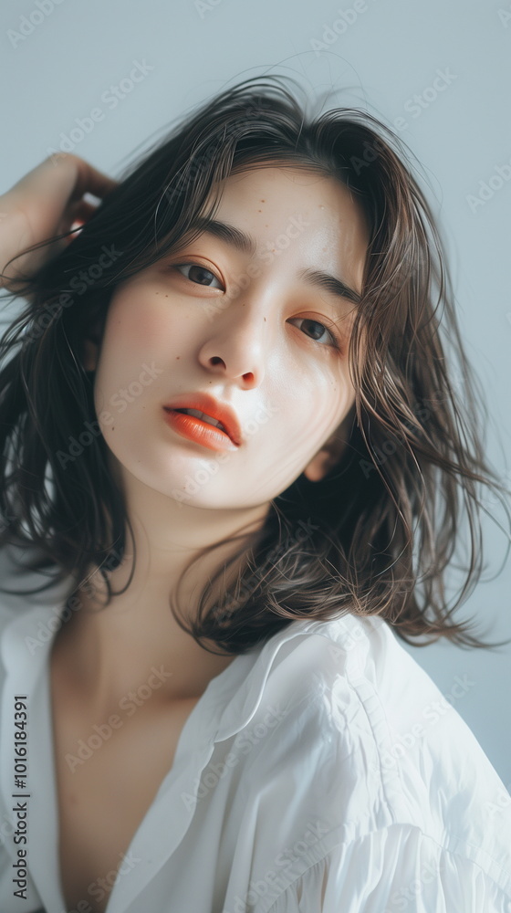 ヘアモデルの若い女性 ポートレート ヘアモデルの若い女性 ポートレート