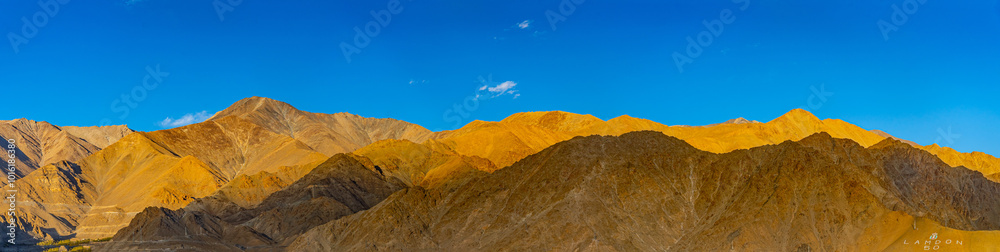 Fototapeta premium Panoramic view of Leh Ladakh surrounded by dry mountains 2024