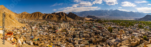 Panoramic view of Leh City surrounded by mountains in Ladakh district, India 2024 photo