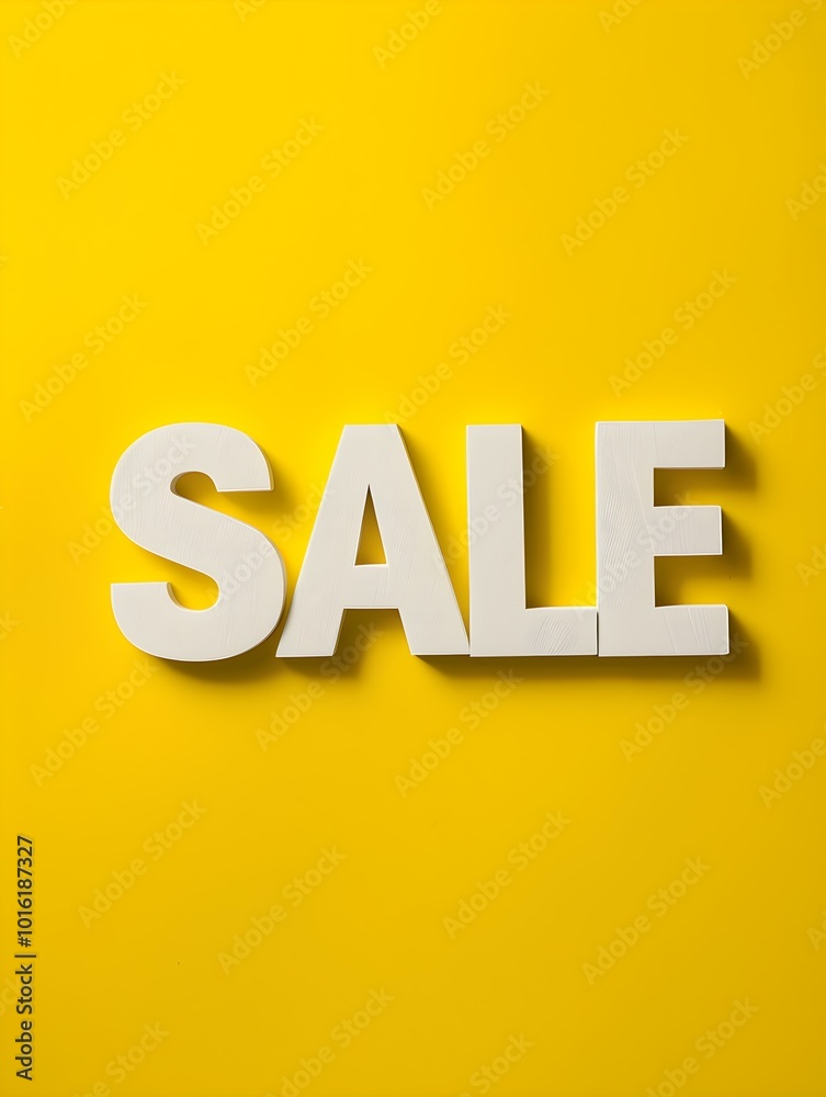 White 'SALE' Sign on a Yellow Background White 'SALE' Sign on a Yellow Background