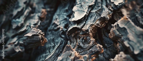 Detailed texture of rugged tree bark reveals natural beauty and resilience, exuding earthiness and the passage of time in organic patterns. photo