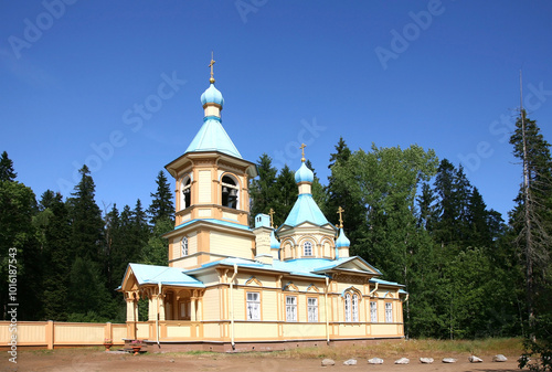 The Church of the Assumption of the Blessed Virgin Mary in the Gethsemane Skete on the island of Valaam. Valaam Monastery, Karelia. Russia. photo