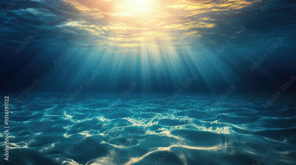 Gentle underwater currents and sandy bottom in the Atlantic Ocean near the American continent, with open space for text. Gentle underwater currents and sandy bottom in the Atlantic Ocean near the American continent, with open space for text.