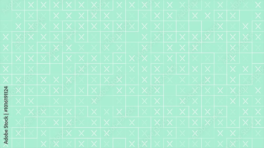 Turquoise color square box and cross pattern appearing and disappearing modern design loop able geometrical background Turquoise color square box and cross pattern appearing and disappearing modern design loop able geometrical background