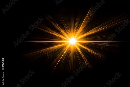 A captivating burst of golden light radiates dazzlingly against a stark dark background, symbolizing hope and brilliance piercing through darkness.