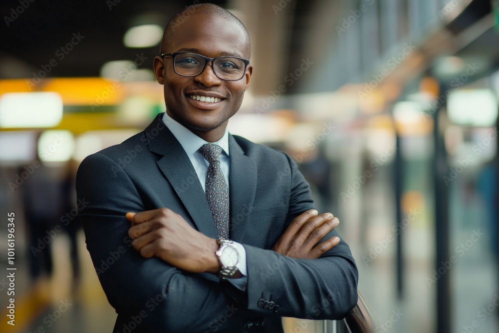 A smartly dressed businessman with glasses stands confidently at an airport terminal, exuding professionalism and a positive outlook on travel and business ventures. A smartly dressed businessman with glasses stands confidently at an airport terminal, exuding professionalism and a positive outlook on travel and business ventures.